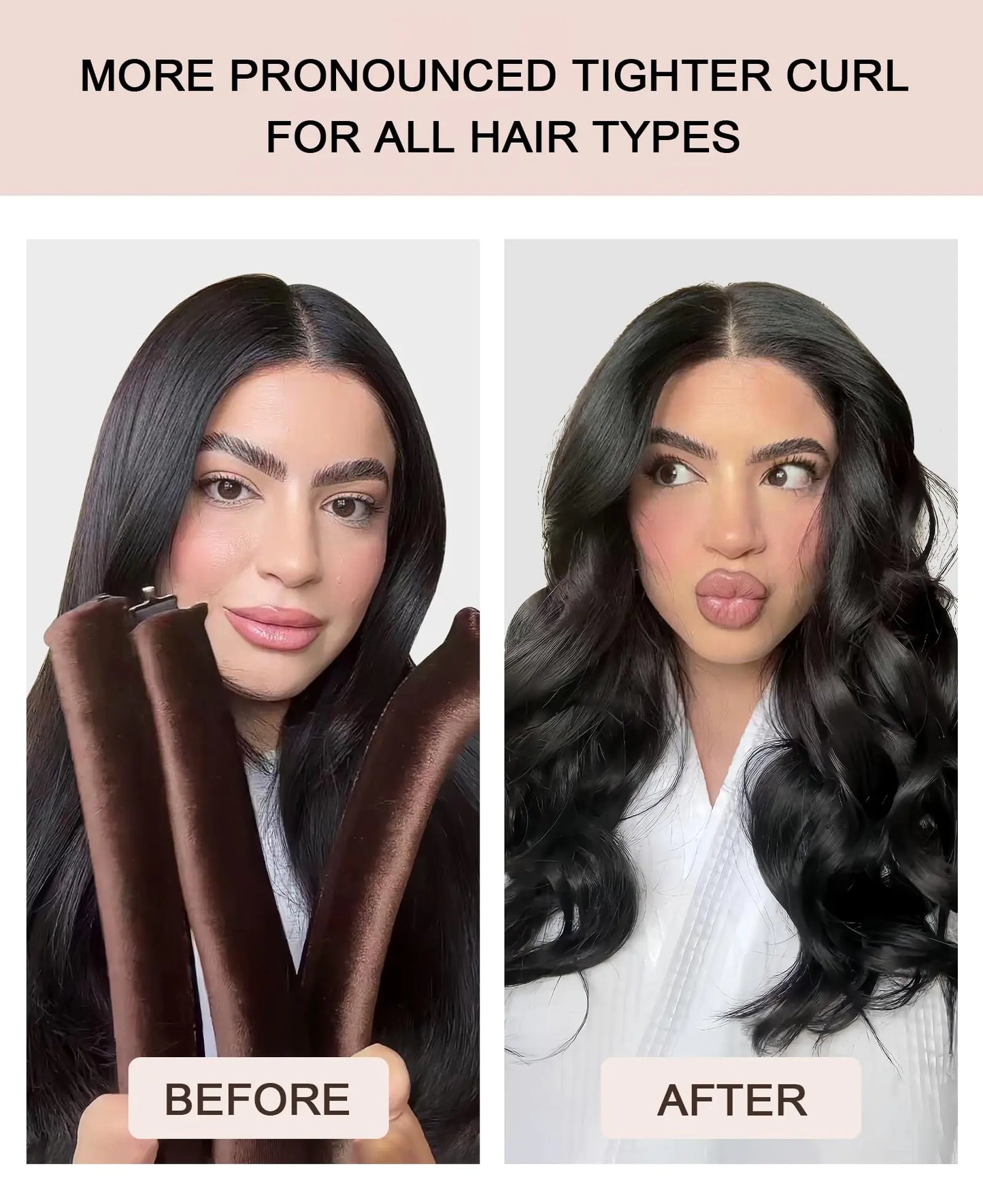 Little Velvet Overnight Blowout 3 Rods Heatless Hair Curler to Sleep in Satin Heatless Curls No Heat Hair Rollers for Short Hair Blowout Look Long Hair Styling Tools Pink