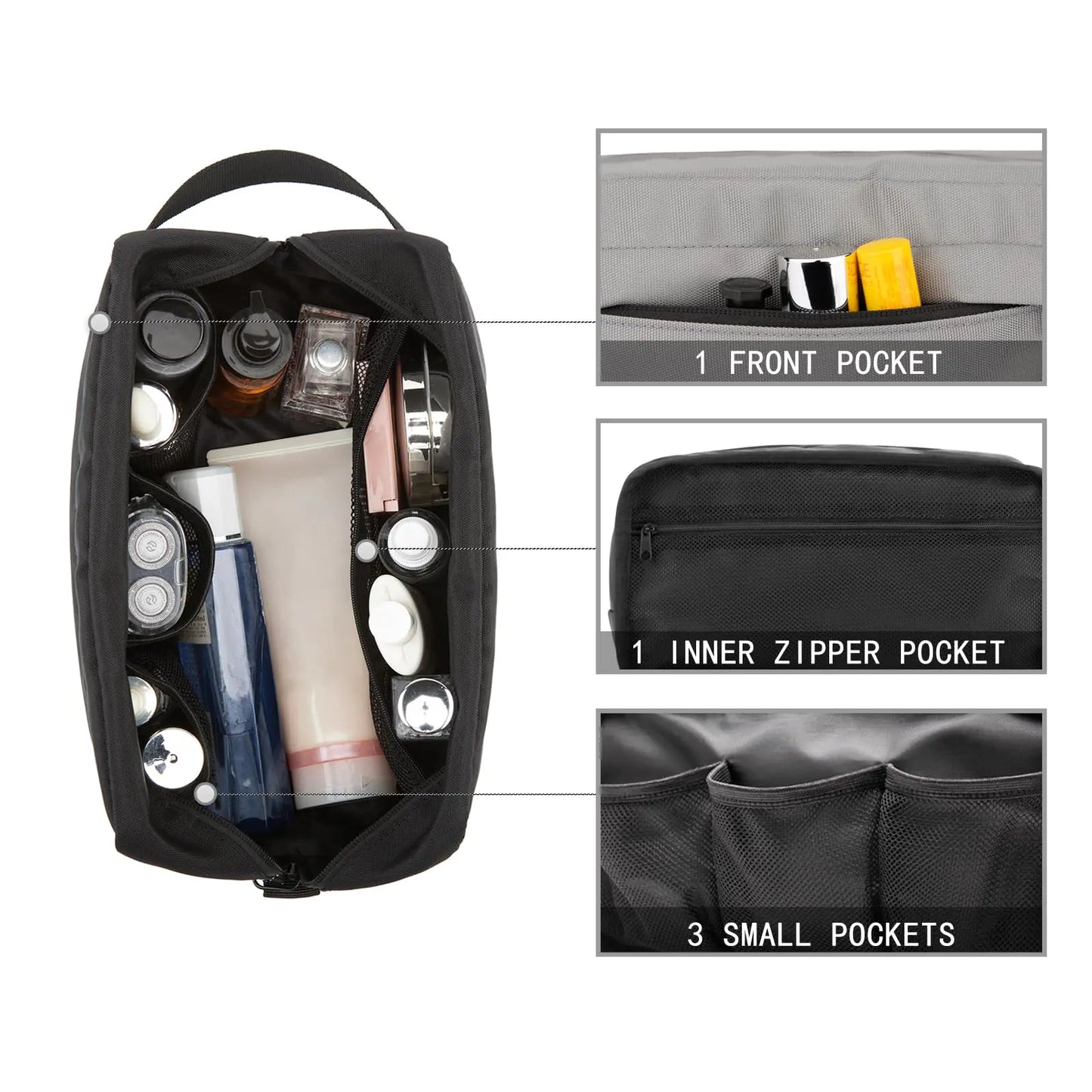 Vorspack Travel Toiletry Bag for Men - Large Toiletries Bag Water Resistant Hanging Dopp Kit Travel Bag for Toiletries Accessories Grey