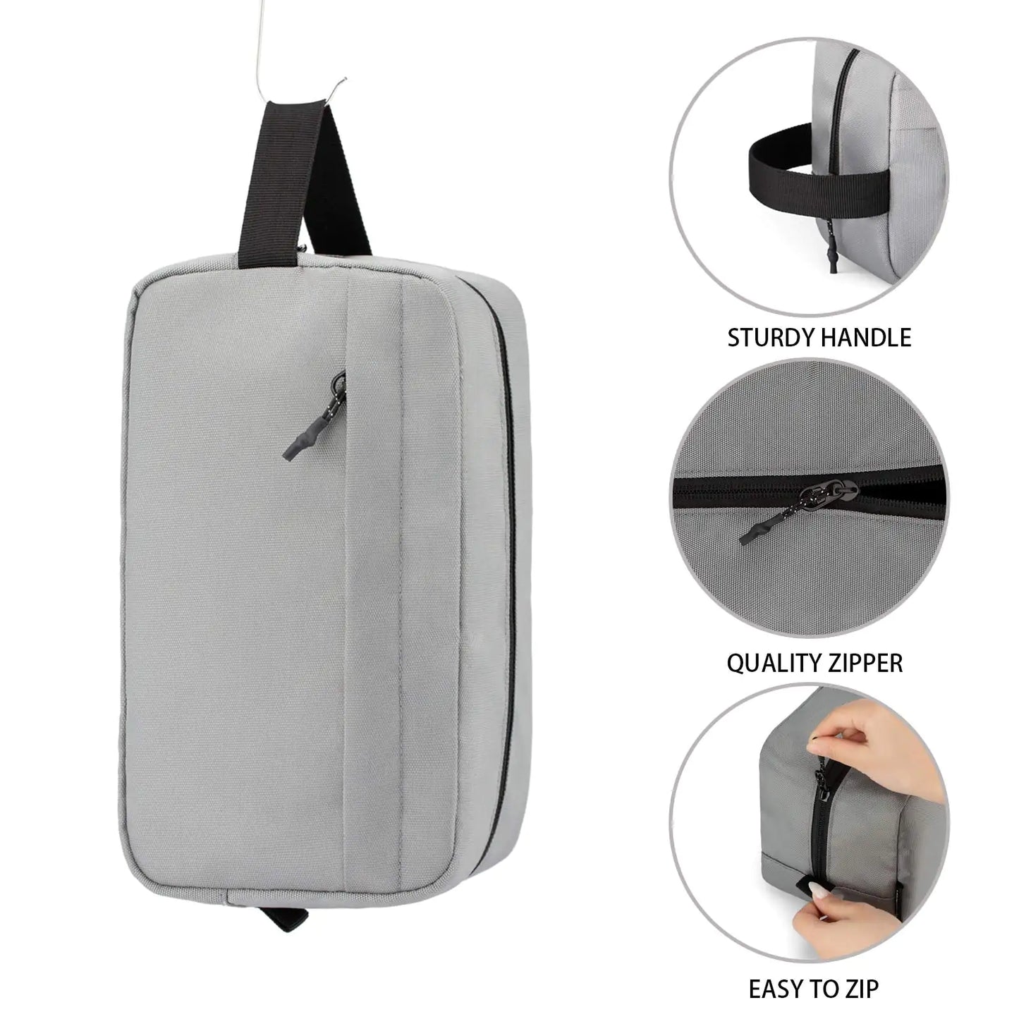 Vorspack Travel Toiletry Bag for Men - Large Toiletries Bag Water Resistant Hanging Dopp Kit Travel Bag for Toiletries Accessories Grey